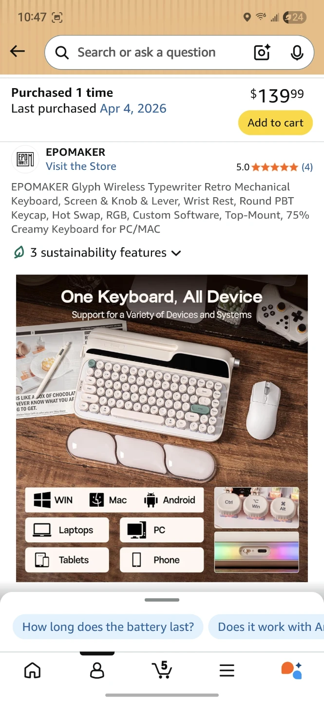 EPOMAKER Glyph Wireless Typewriter Retro Mechanical Keyboard - photo 2