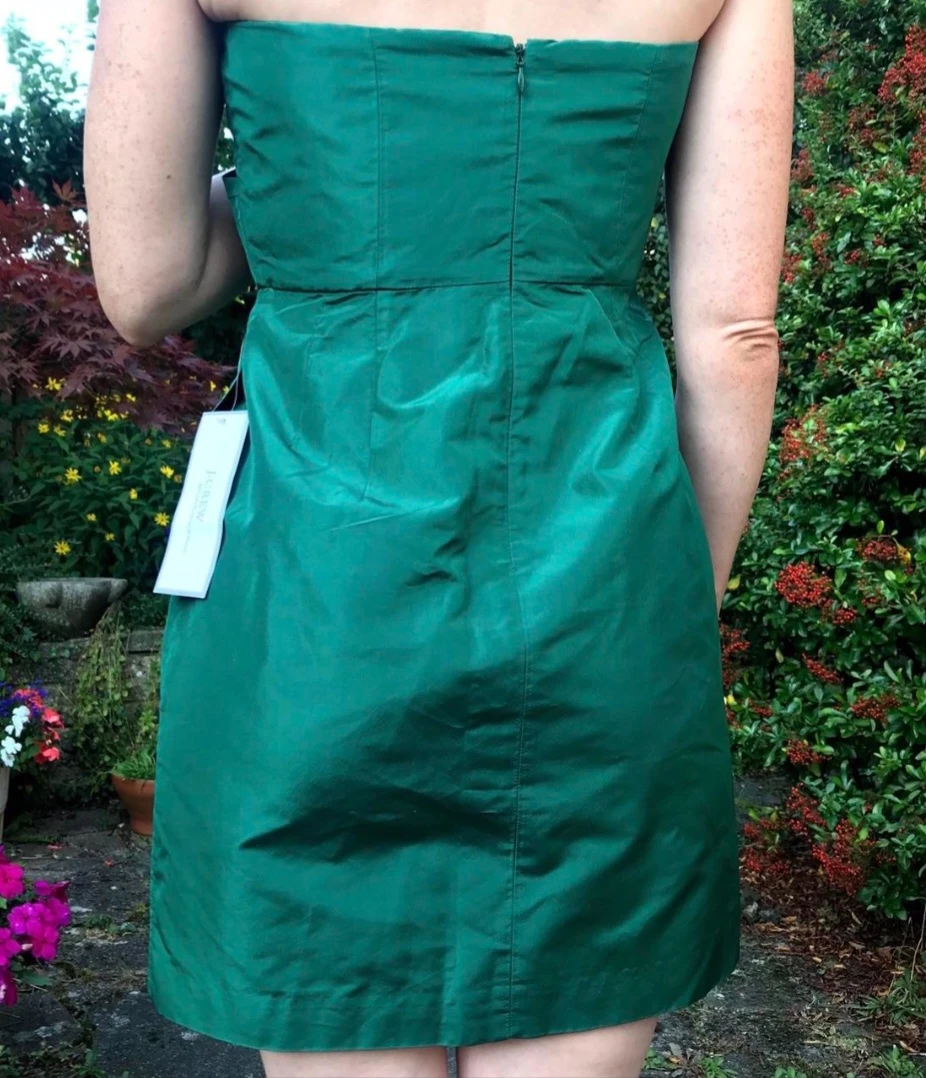 J. Crew Green Silk Strapless Dress Size 6 - photo 3