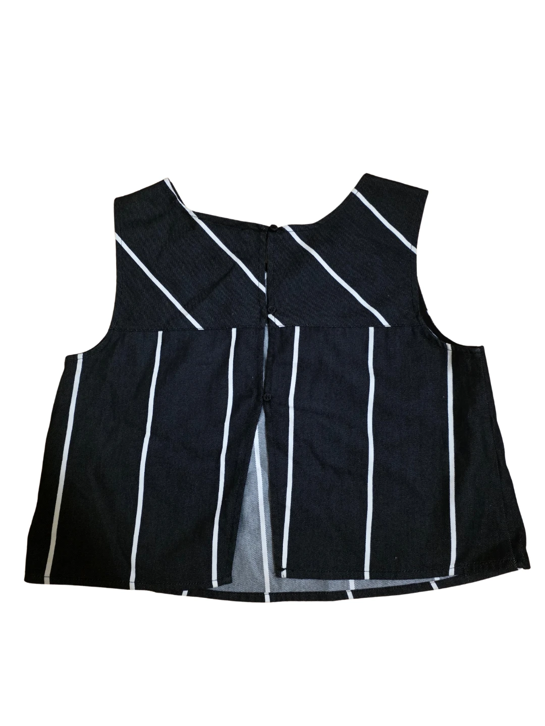 Mango Black and White Striped Sleeveless Top