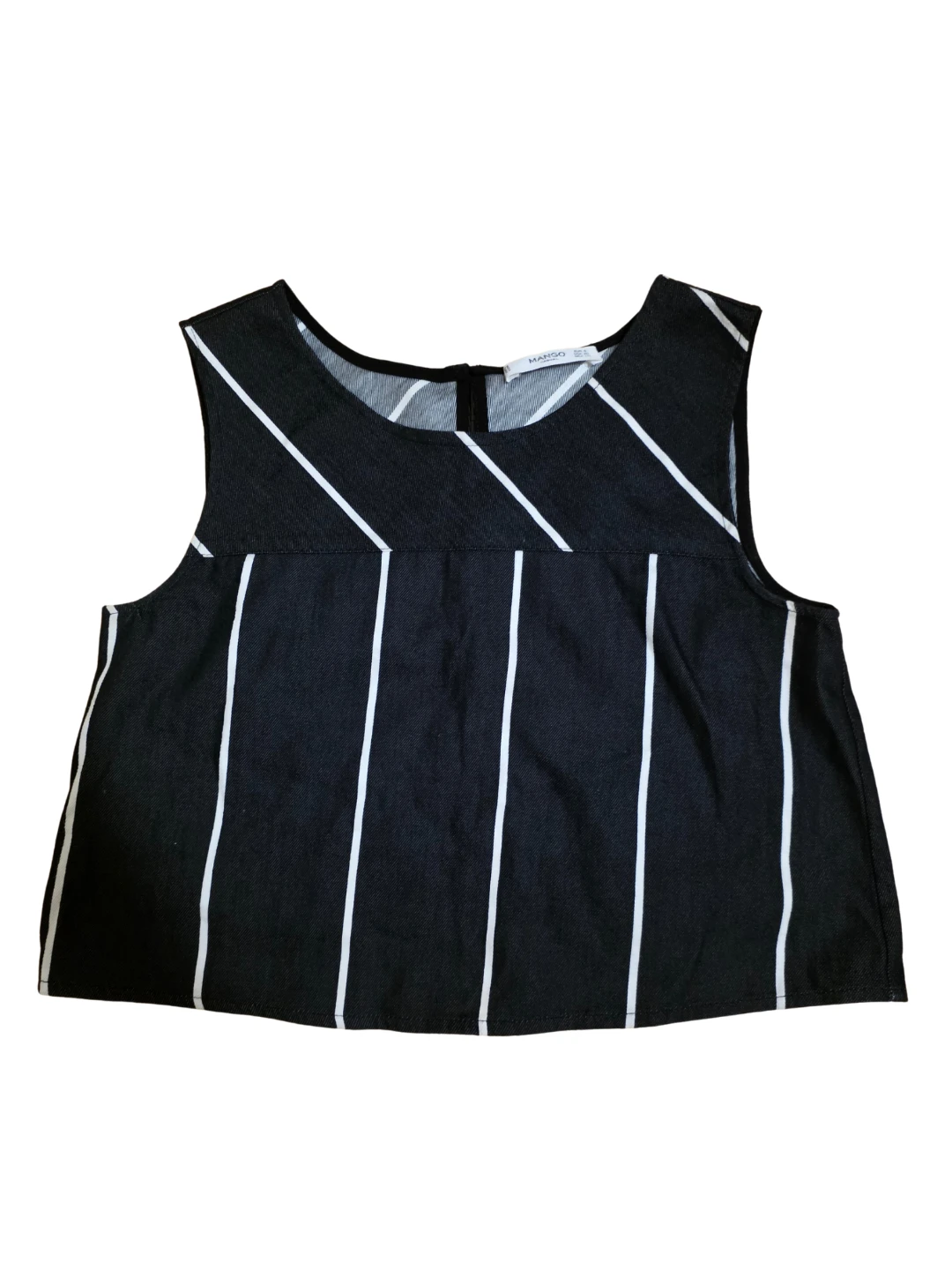 Mango Black and White Striped Sleeveless Top - photo 2