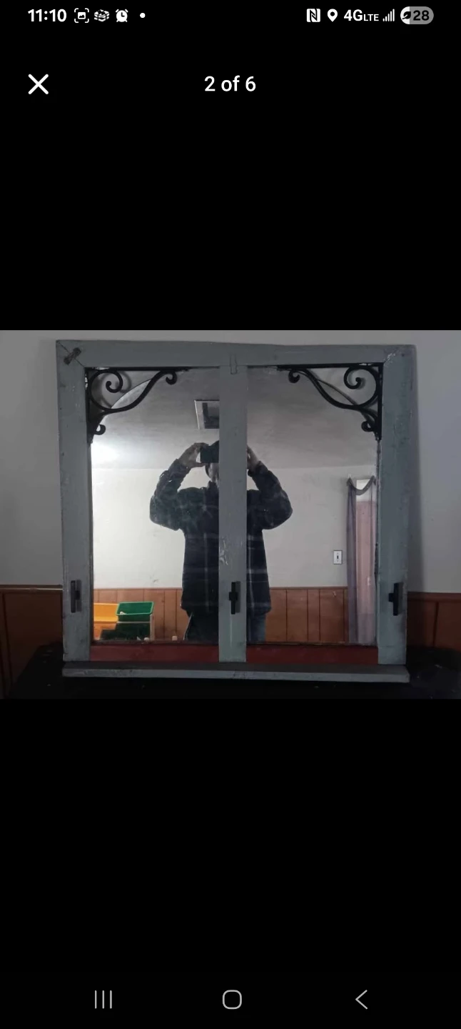 Handmade Double Window Mirror with Ornate Metal Accents - photo 2