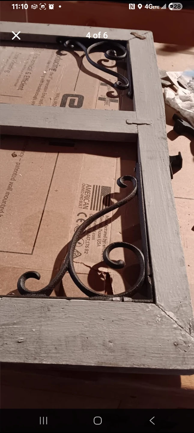 Handmade Double Window Mirror with Ornate Metal Accents - photo 3