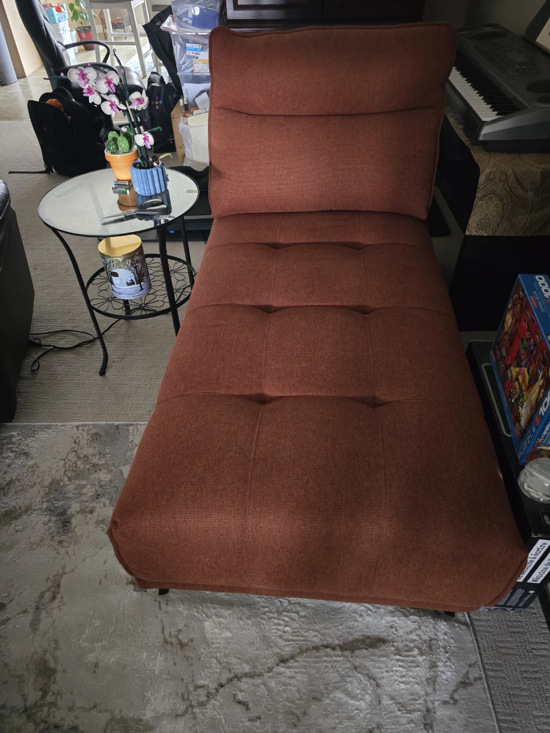 Orange Tufted Lounge Chair