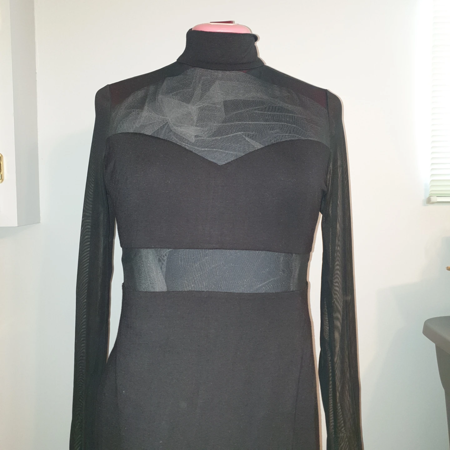 Black Mesh Detail Midi Dress - photo 5