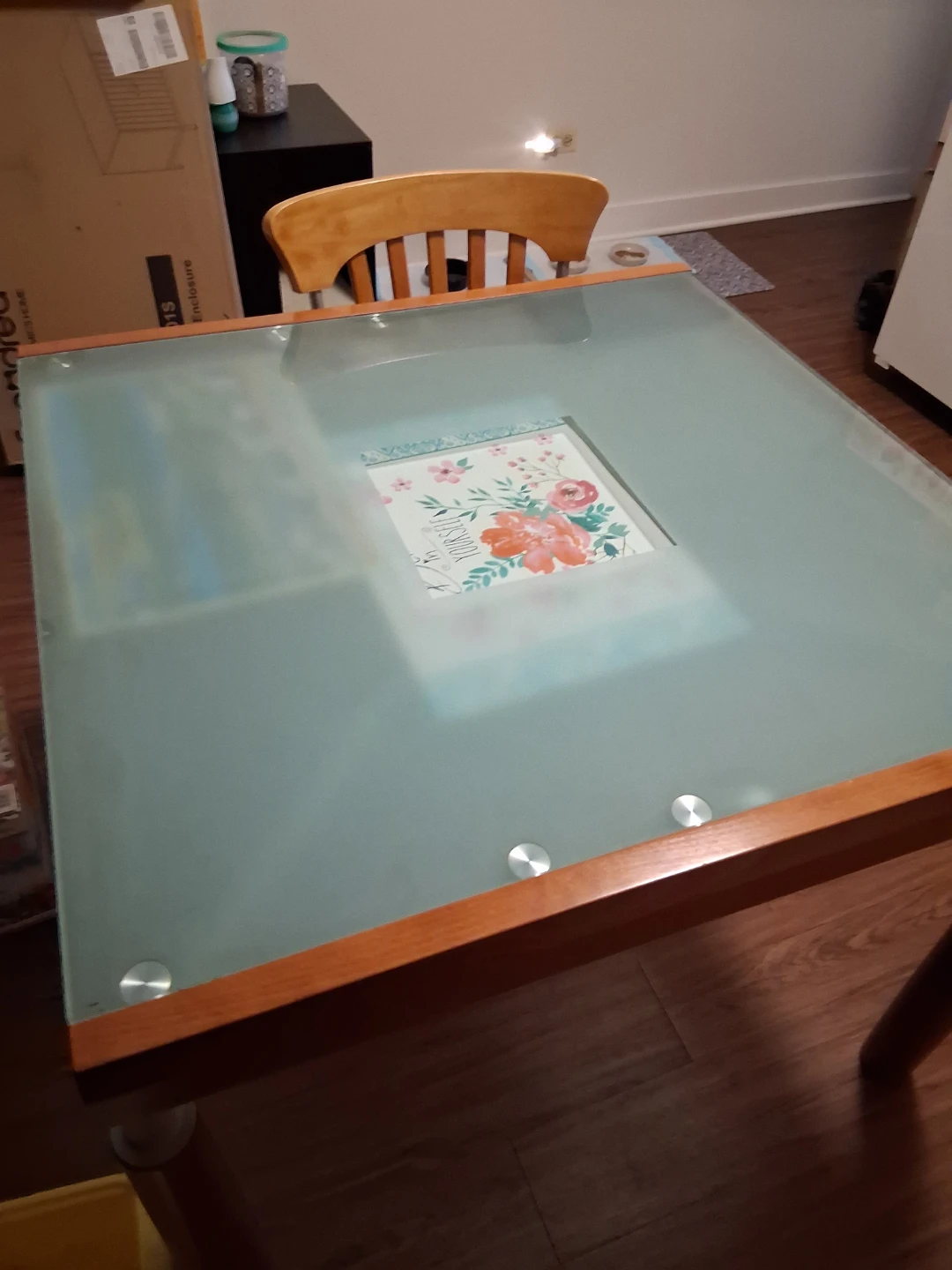 Glass Top Coffee Table with Wooden Frame - photo 2