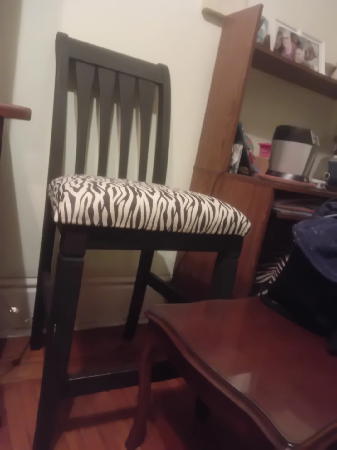 2 Black Bar Stool with Zebra Print Seat - photo 2