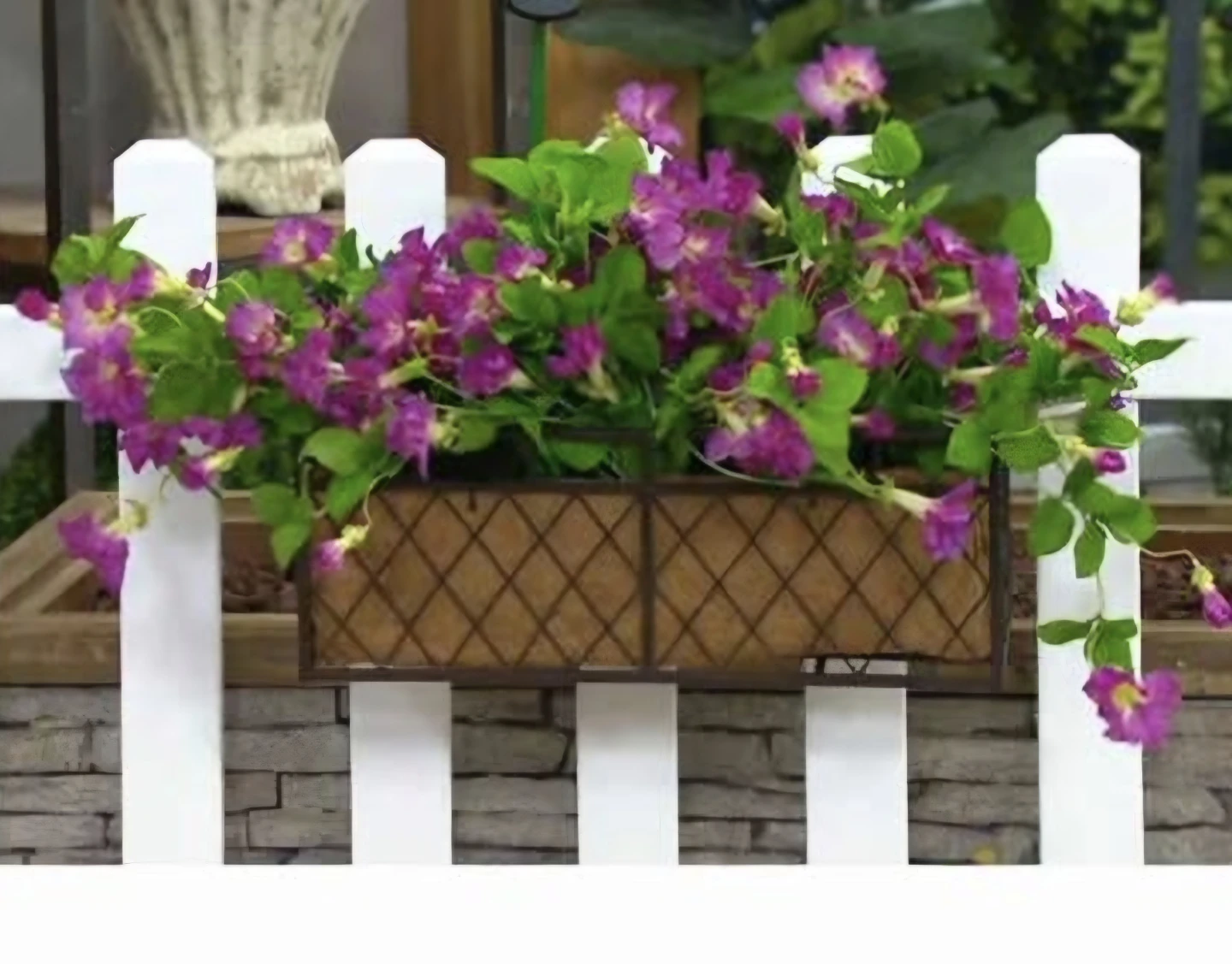 New Wrought Iron Railing Planter with Coco Fiber Liner $25 each.