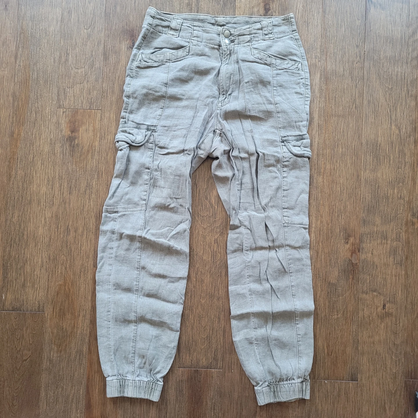American Eagle Linen Cargo Pants Green