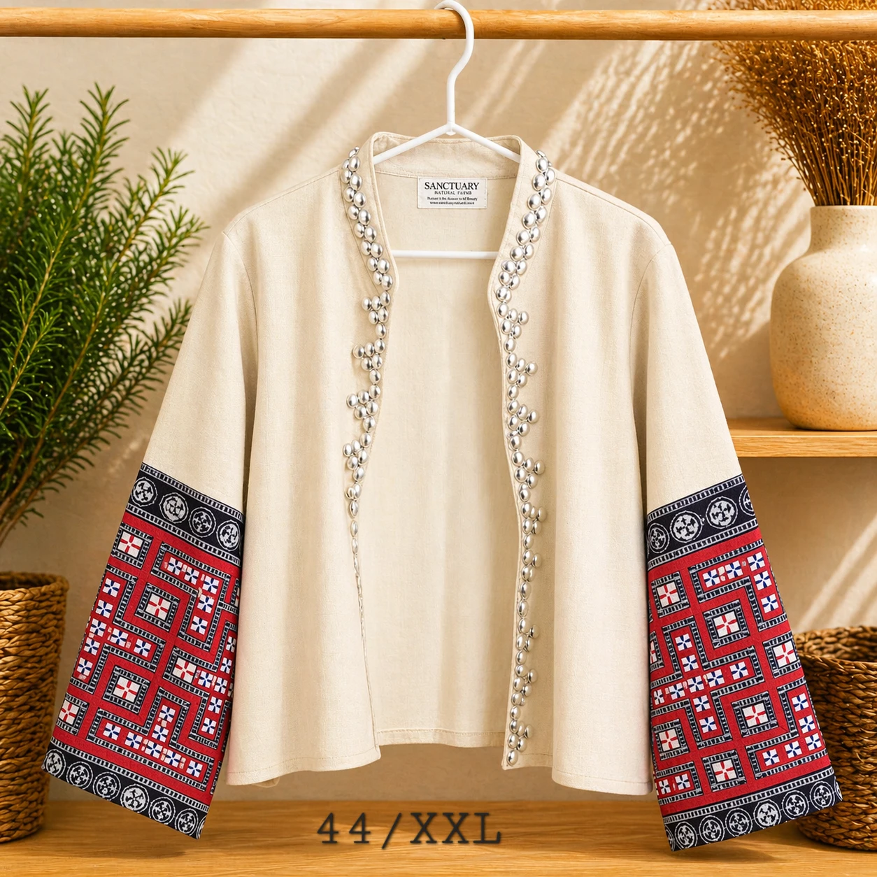 Hill Tribe Hemp Top, Thai Ethnic Embroidered Blouse