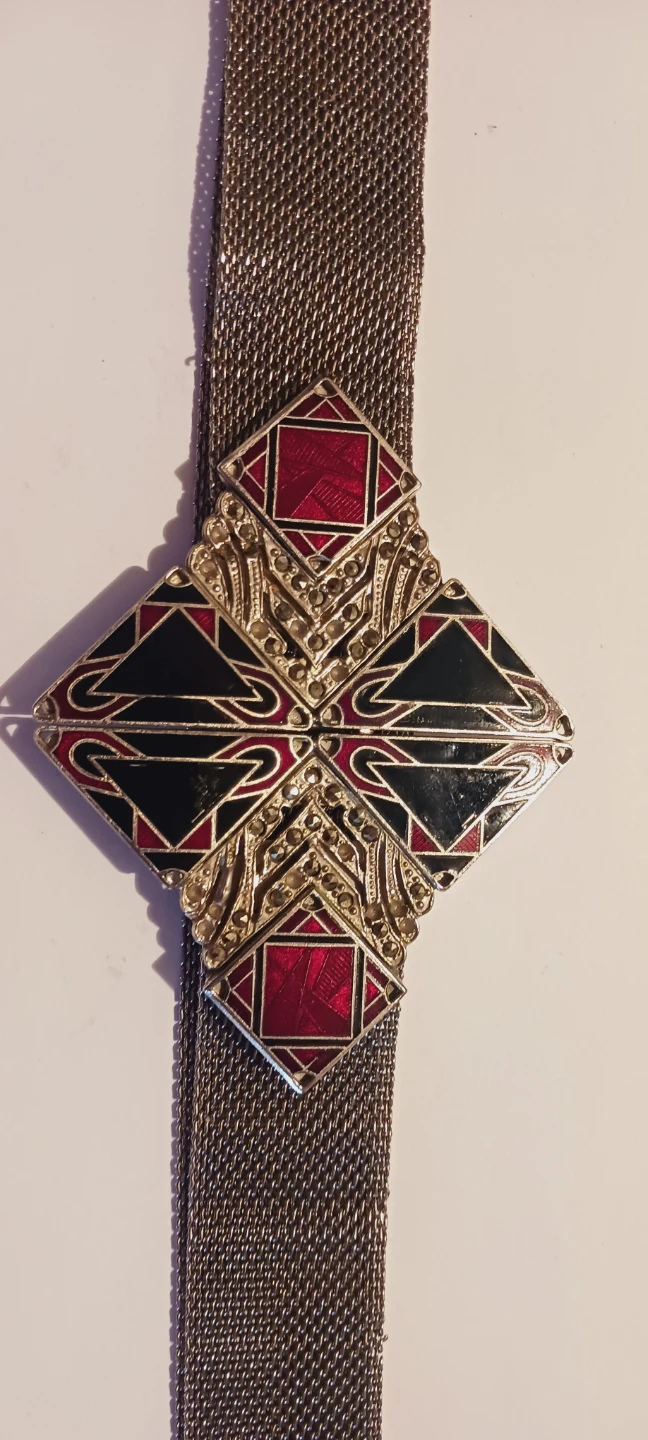 Art Deco Sandor Designer Signed Enamel Mesh Belt - photo 2