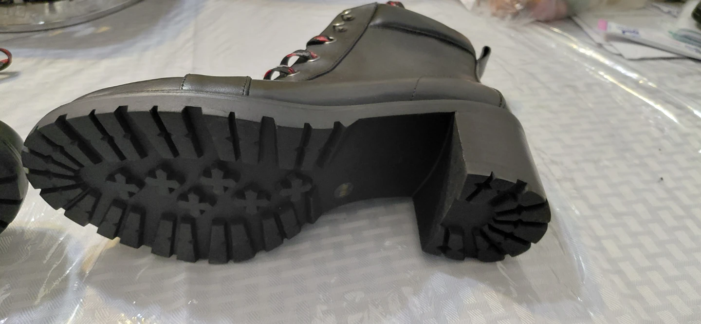 Black Chunky Heel Combat Boots - photo 3
