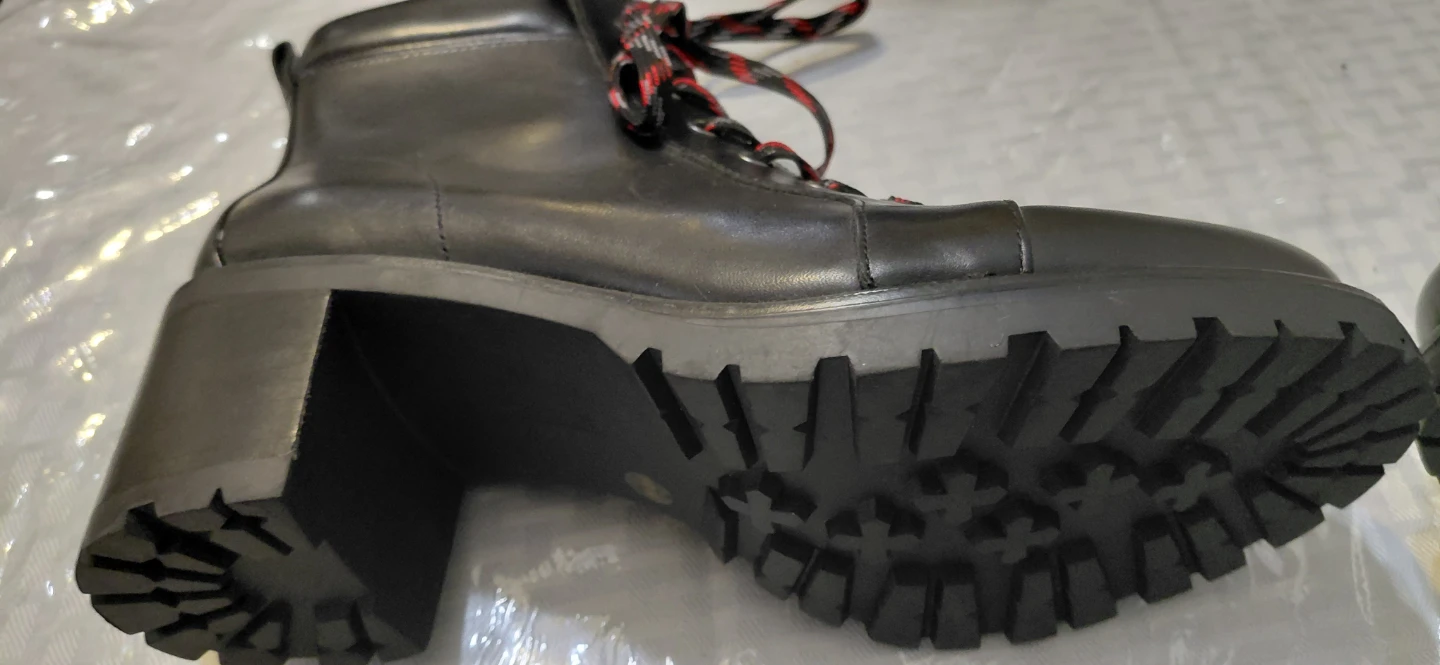 Black Chunky Heel Combat Boots - photo 4