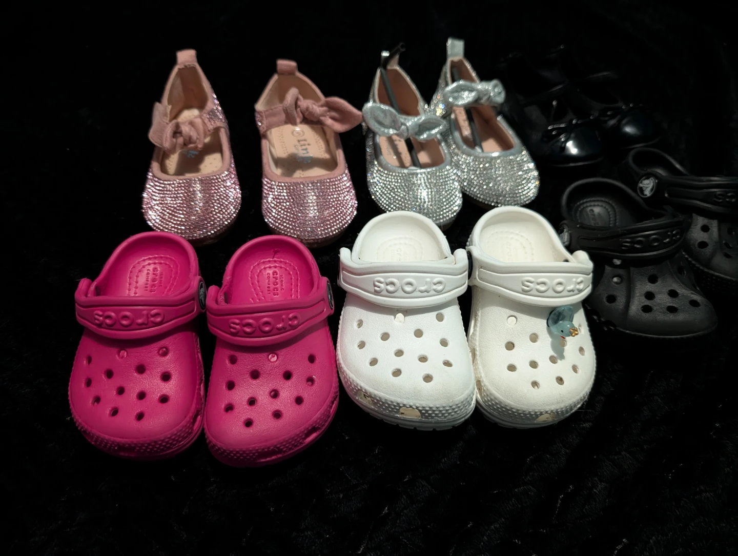 Kids' Crocs - Pink, White, and Black Clogs