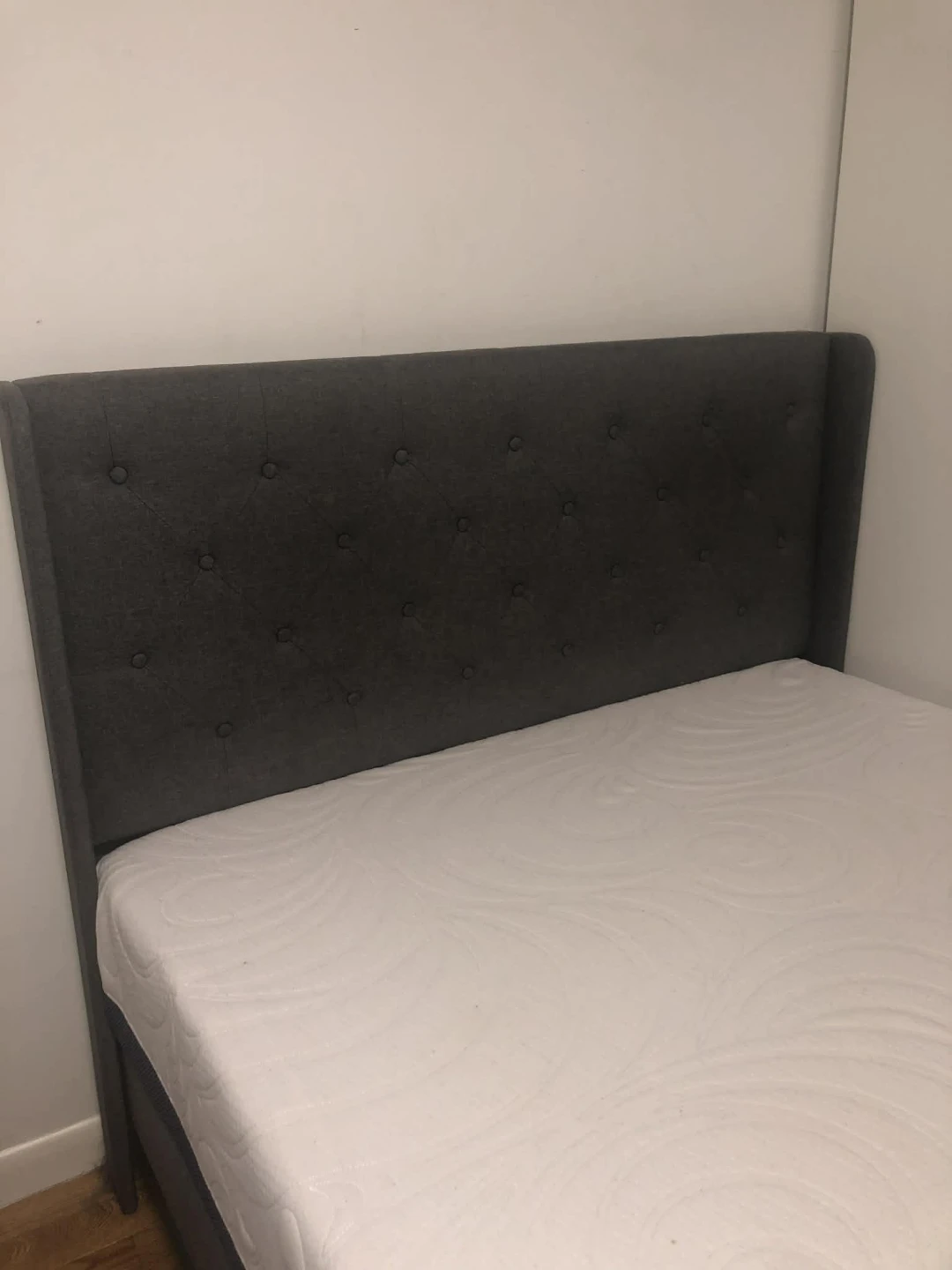 Gray Upholstered Full Bed Frame and Mattress - photo 3