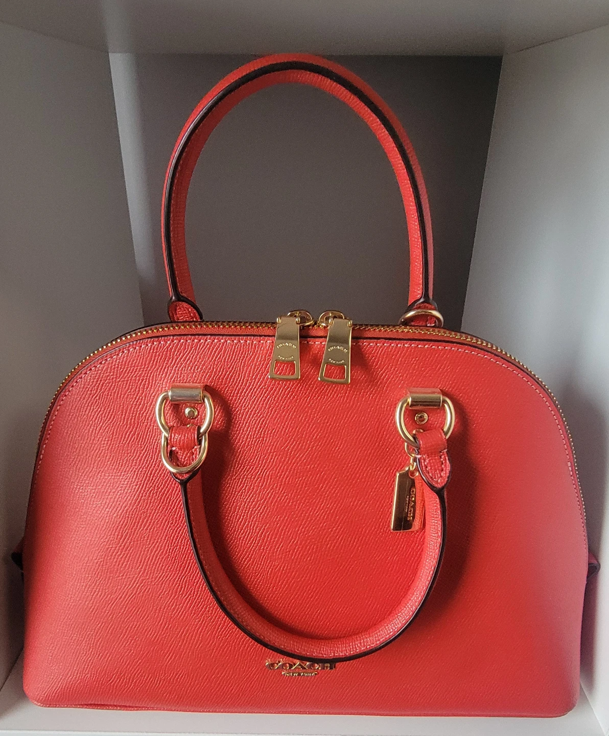 Coach Red Leather Satchel Handbag - photo 4