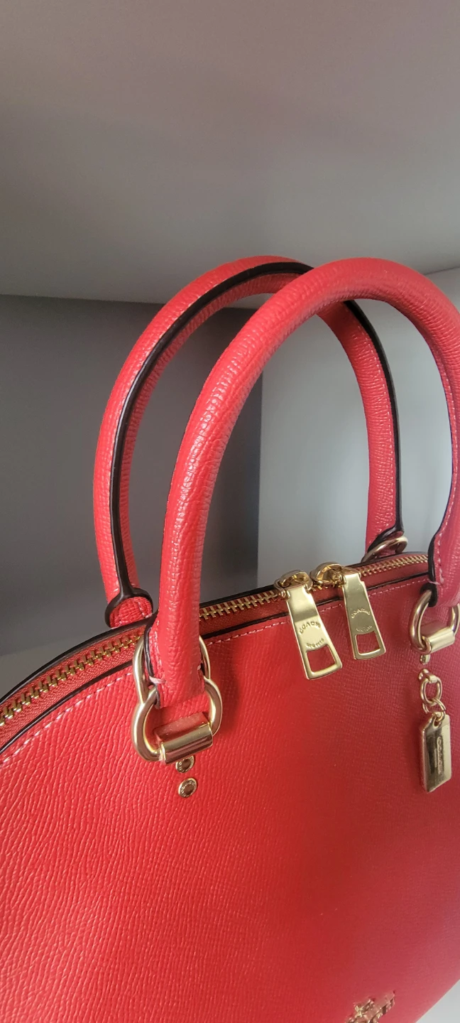 Coach Red Leather Satchel Handbag - photo 5