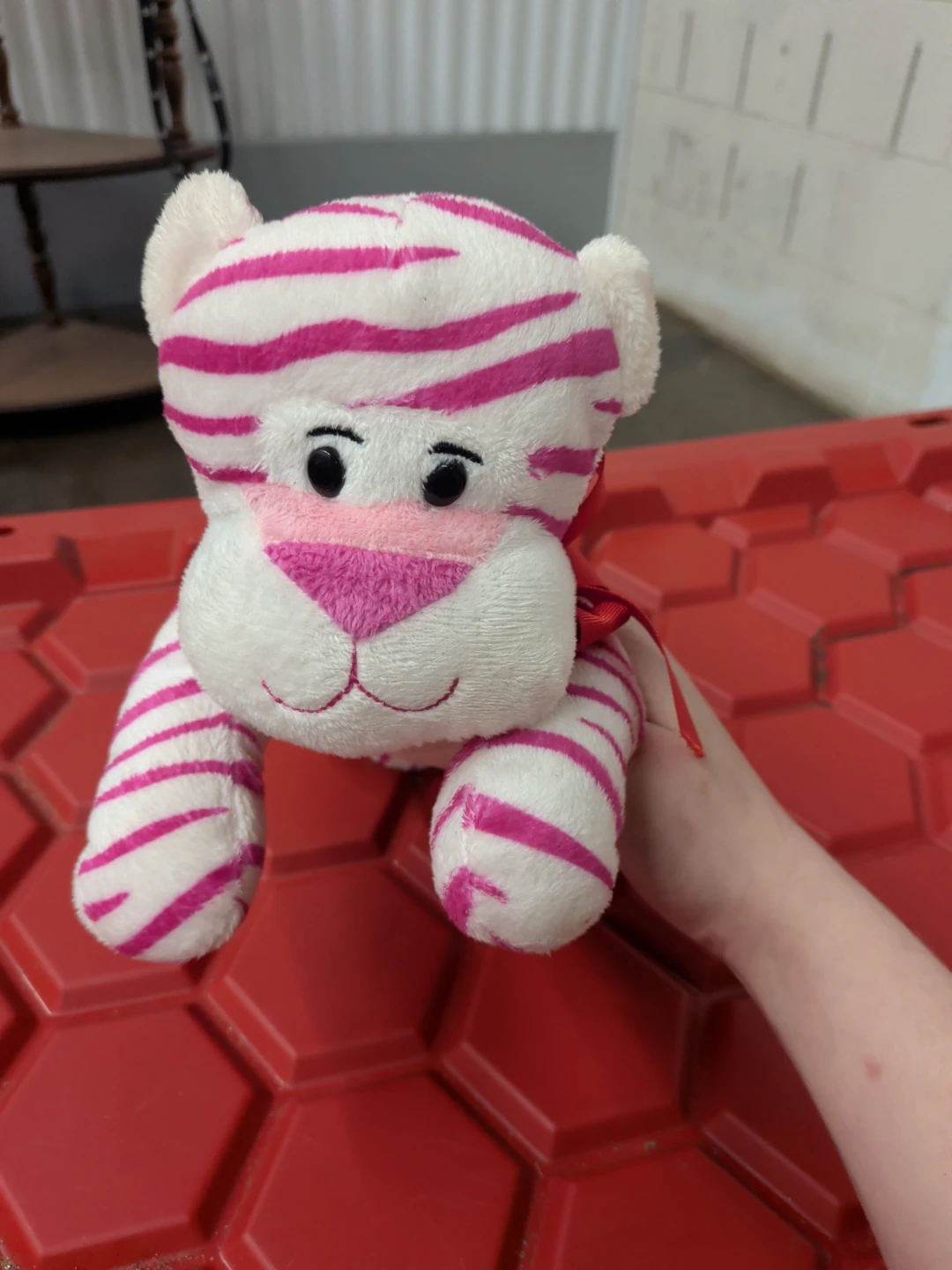 White and Pink Striped Tiger Plush Toy - photo 2