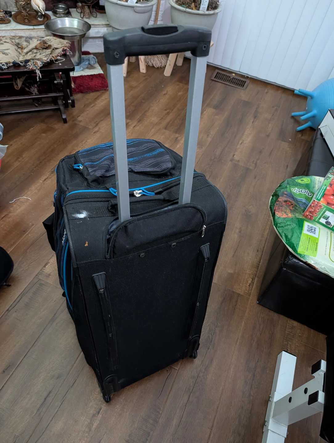 Black and Blue Rolling Luggage Bag - photo 2