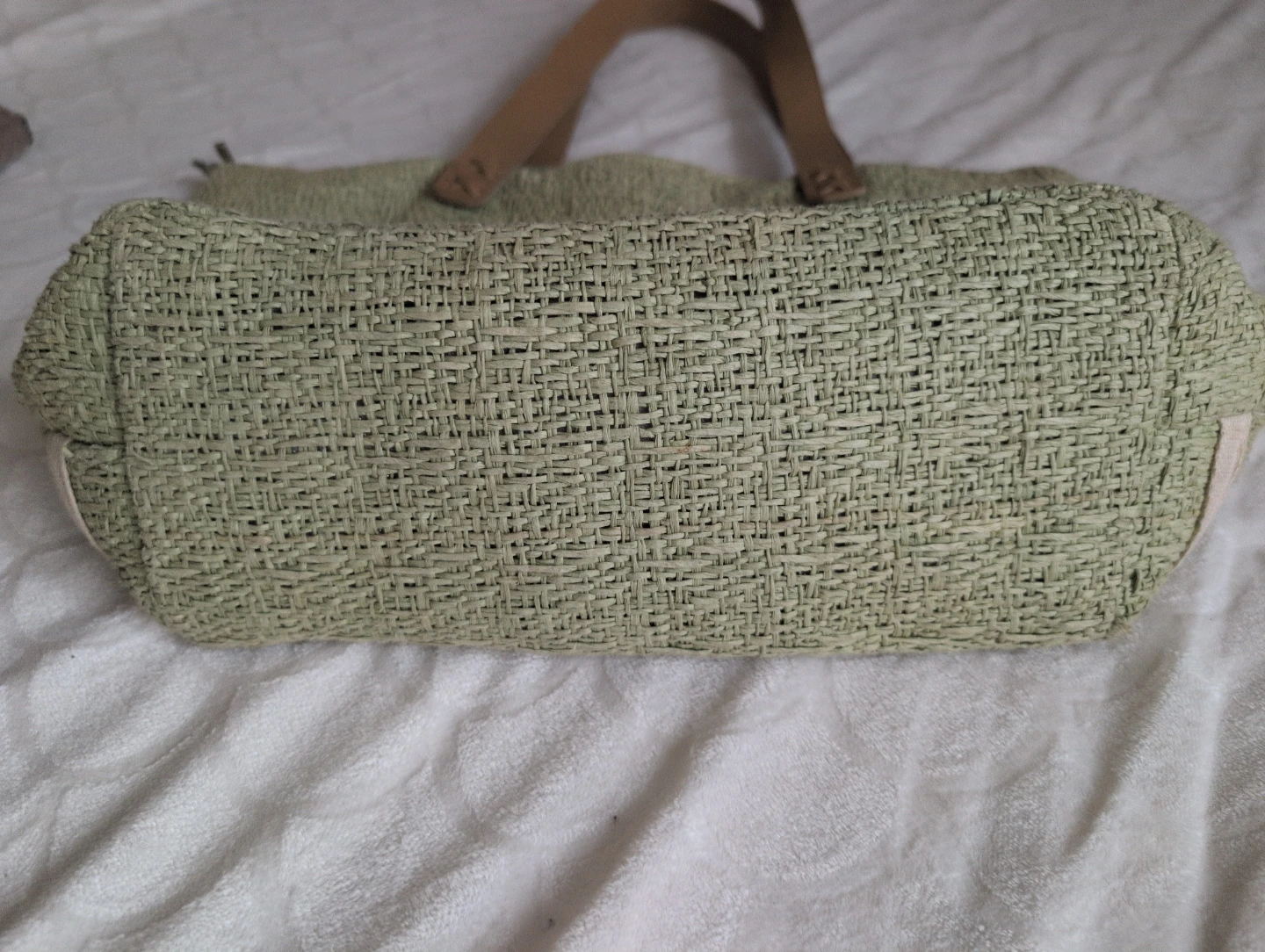 Straw Tote Bag with Faux Leather Straps - photo 4