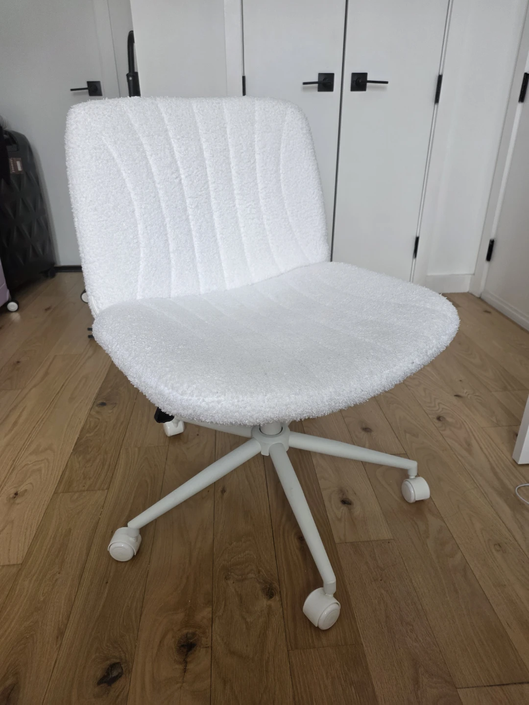 White Teddy Fabric Office Chair