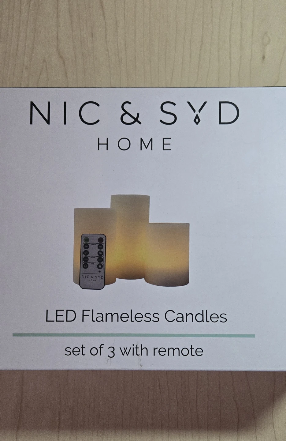 NIC & SYD HOME LED Flameless Candles Set of 3 with Remote
