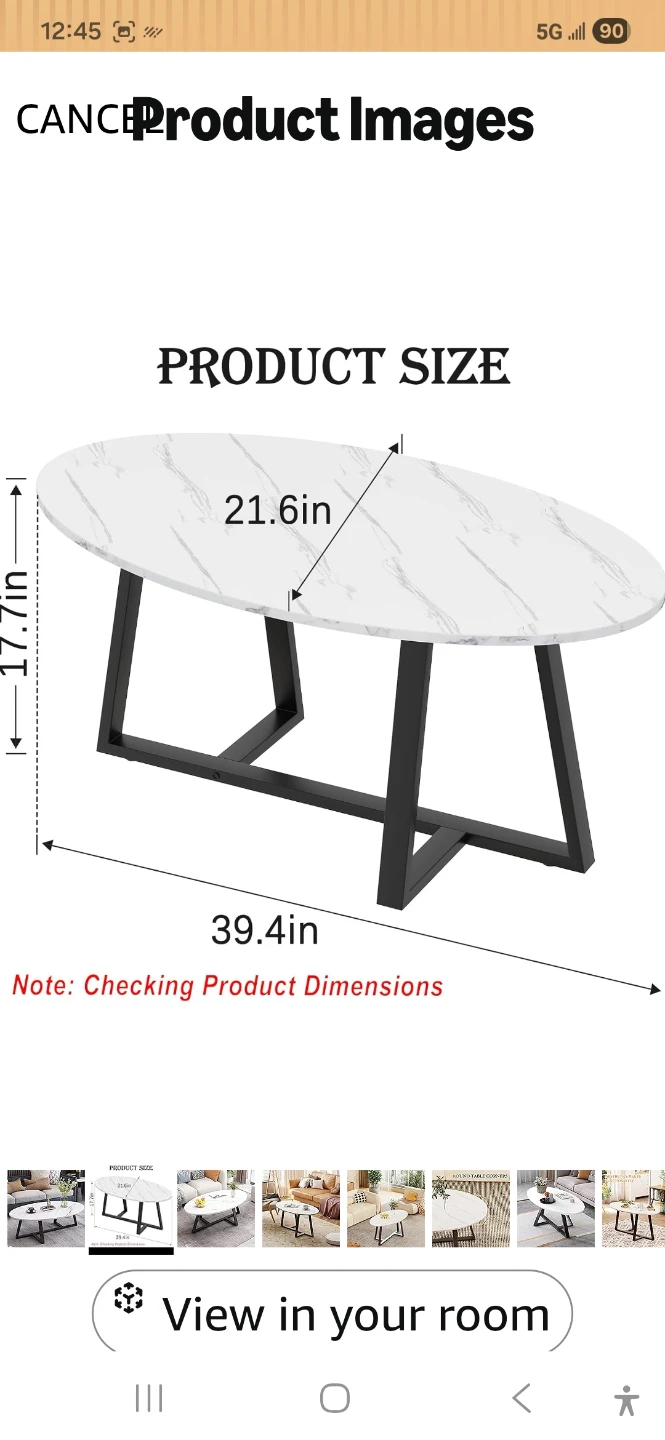 Oval Coffee Table with Marble Look Top - photo 2