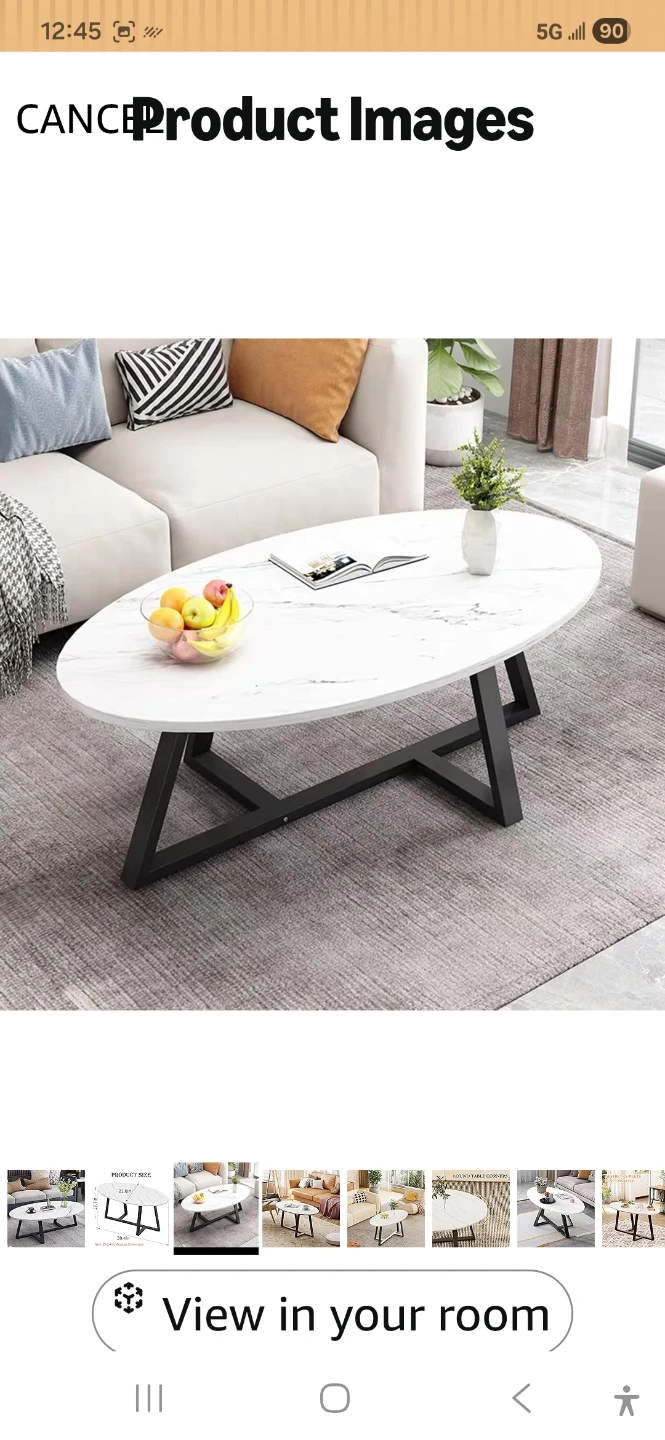 Oval Coffee Table with Marble Look Top - photo 3
