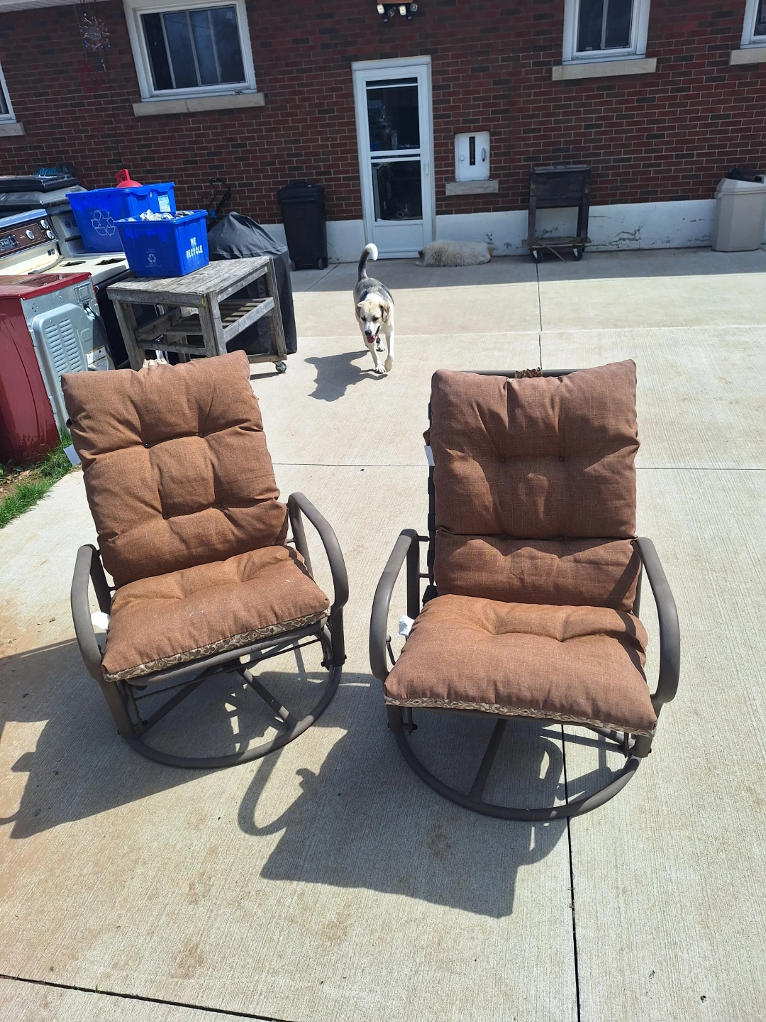 Set of 2 Patio Swivel Rocker Chairs with Cushions - photo 2