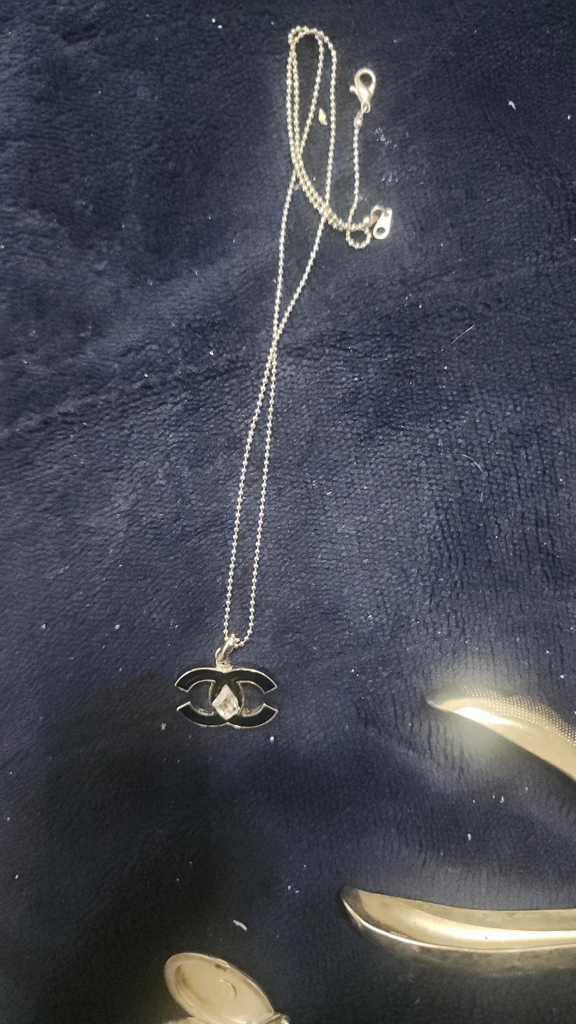 Chanel CC Logo Necklace with Crystal Accent