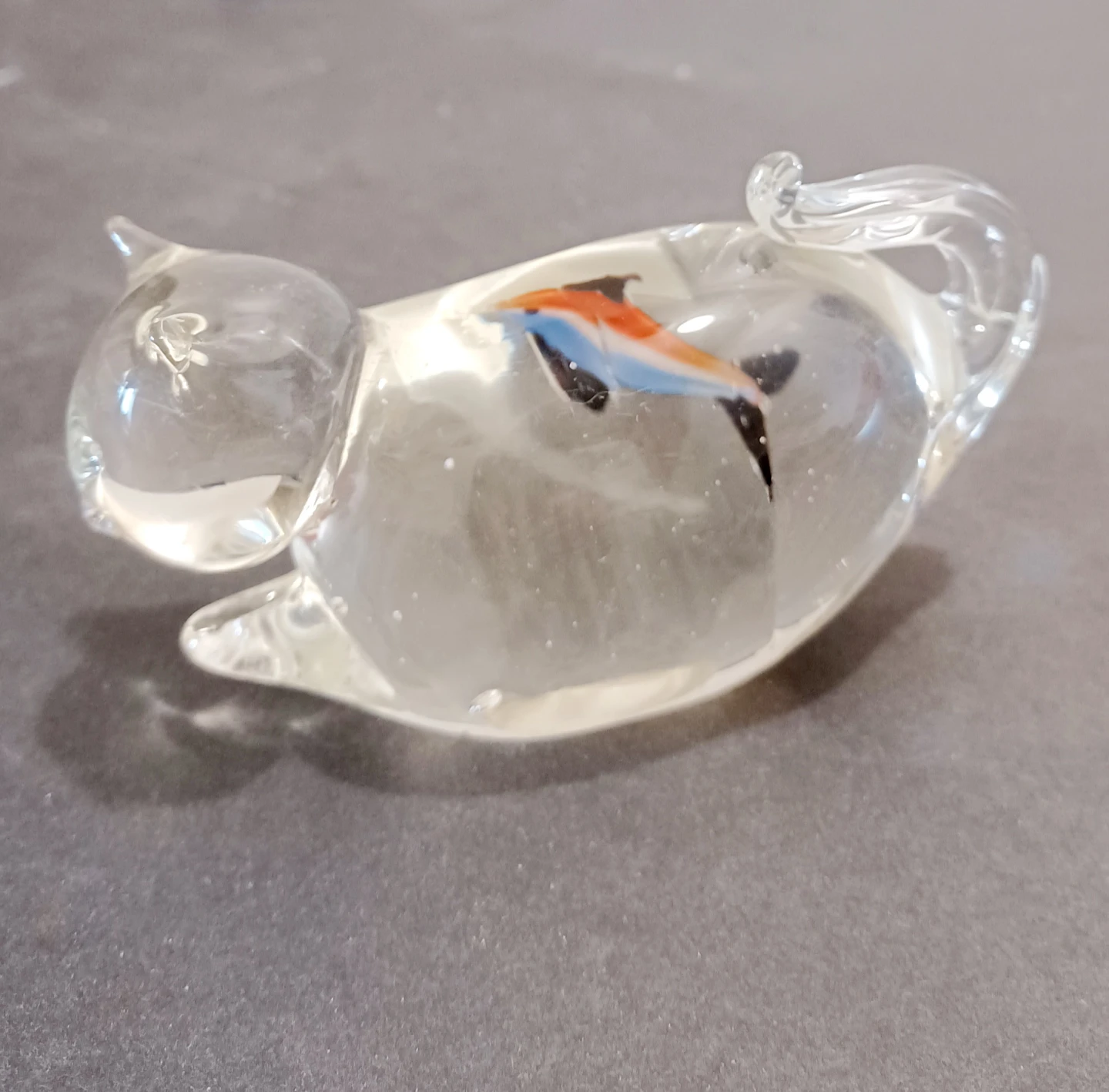 Vtg Italian Murano Cat with Goldfish Figurine - photo 4