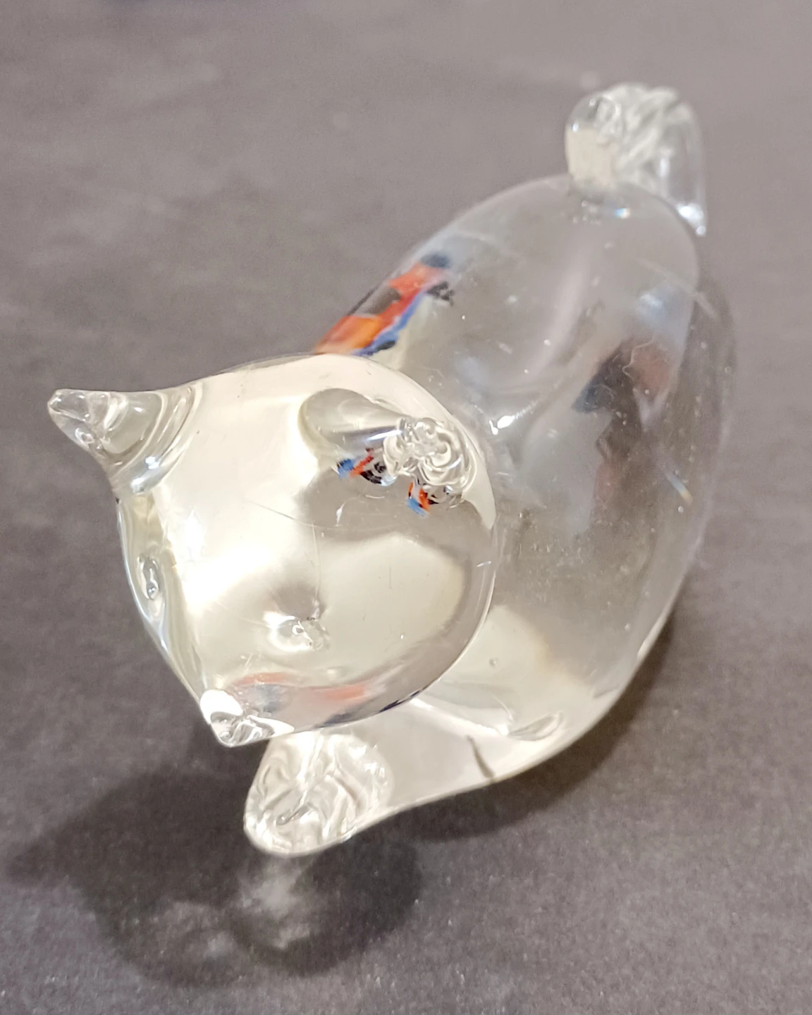 Vtg Italian Murano Cat with Goldfish Figurine - photo 5