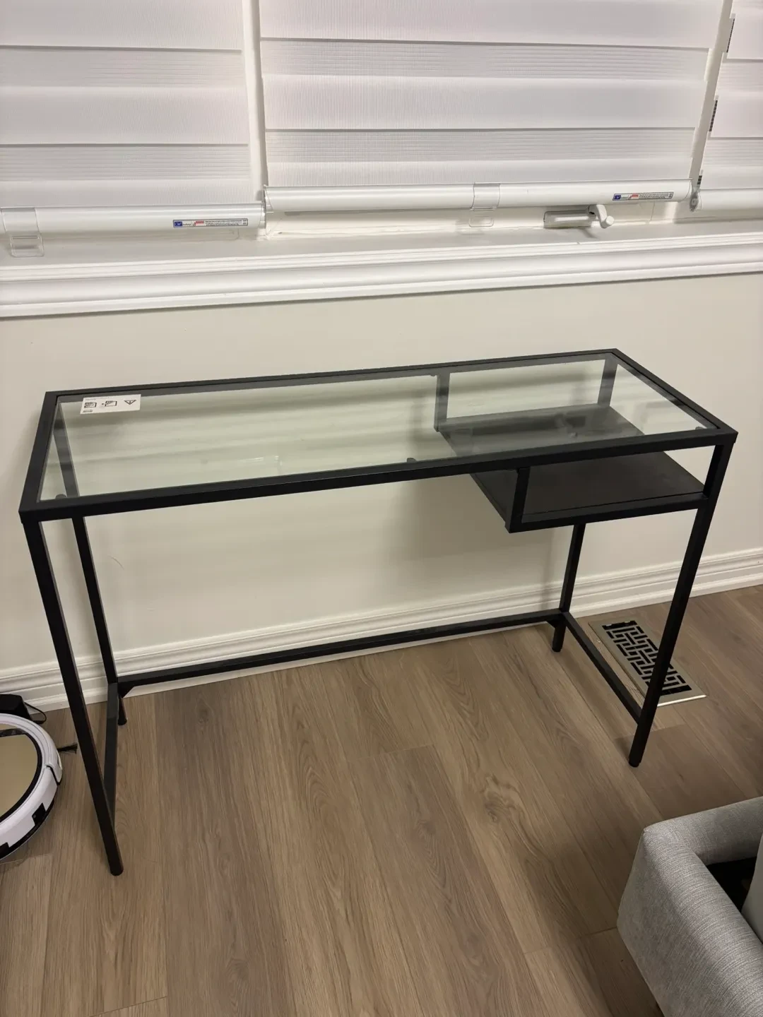 Ikea Glass top desk with metal frame