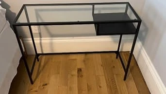 Ikea Glass top desk with metal frame - photo 2