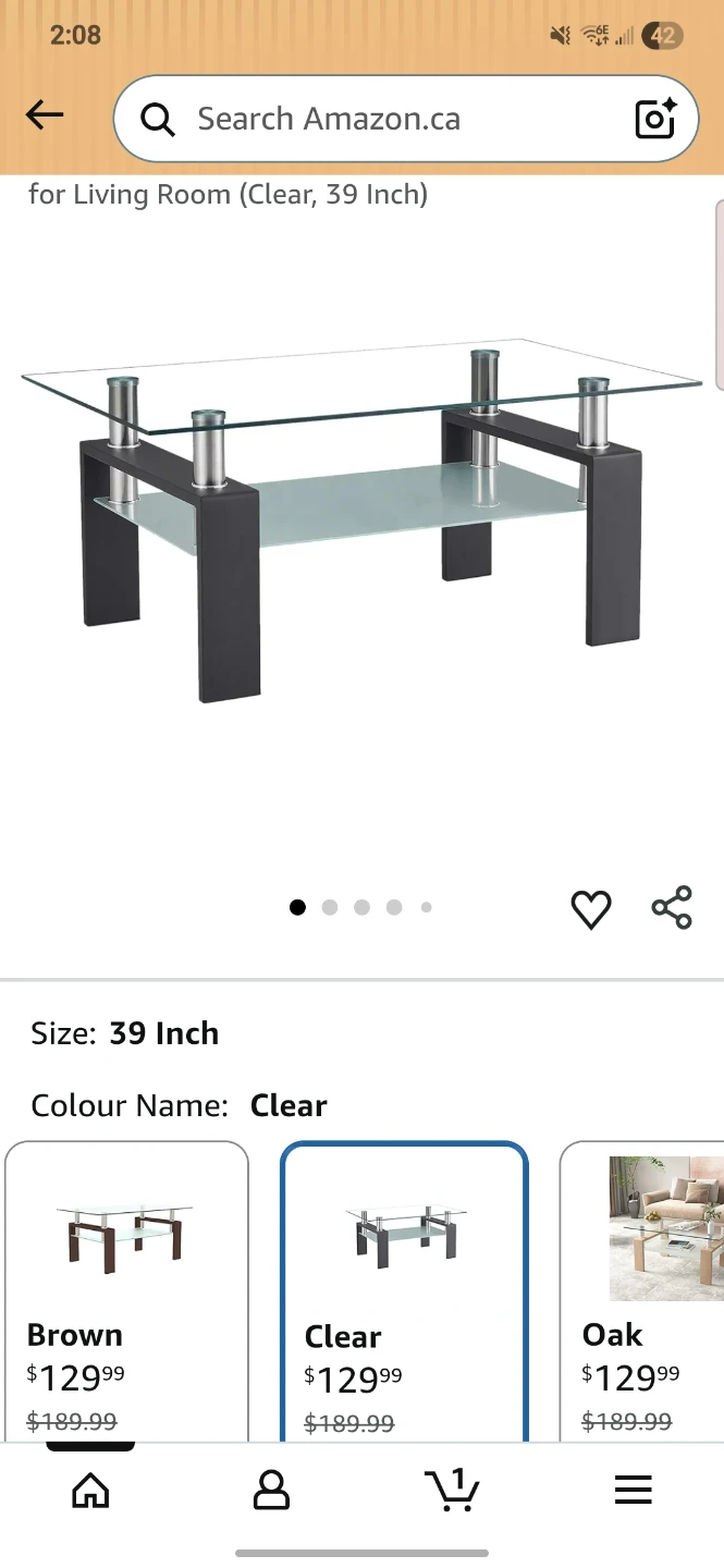 Glass Coffee Table - Clear, 39 Inch - photo 4