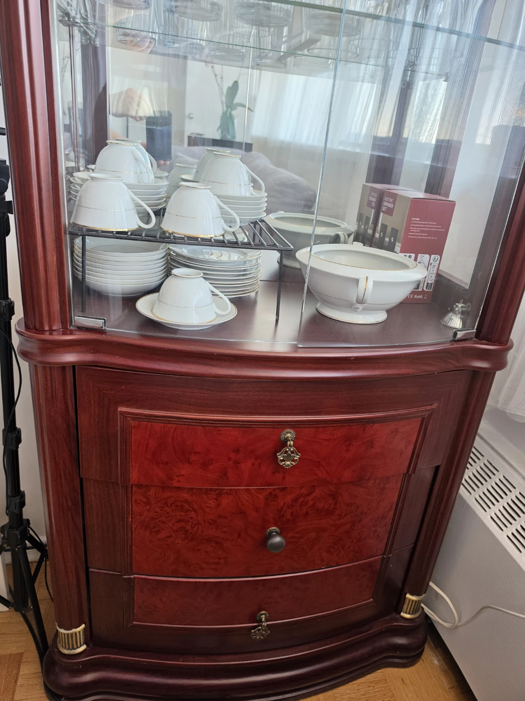 Corner Curio Cabinet with Glassware and Dishware - photo 2