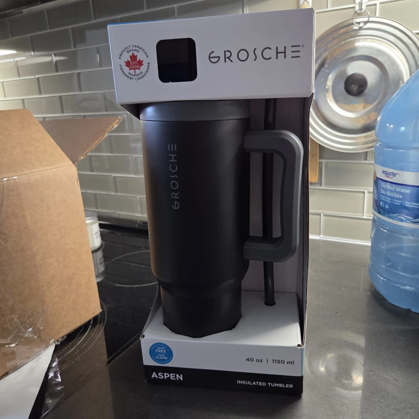 Grosche Aspen Insulated Tumbler - Black, 40 oz / 1150 ml