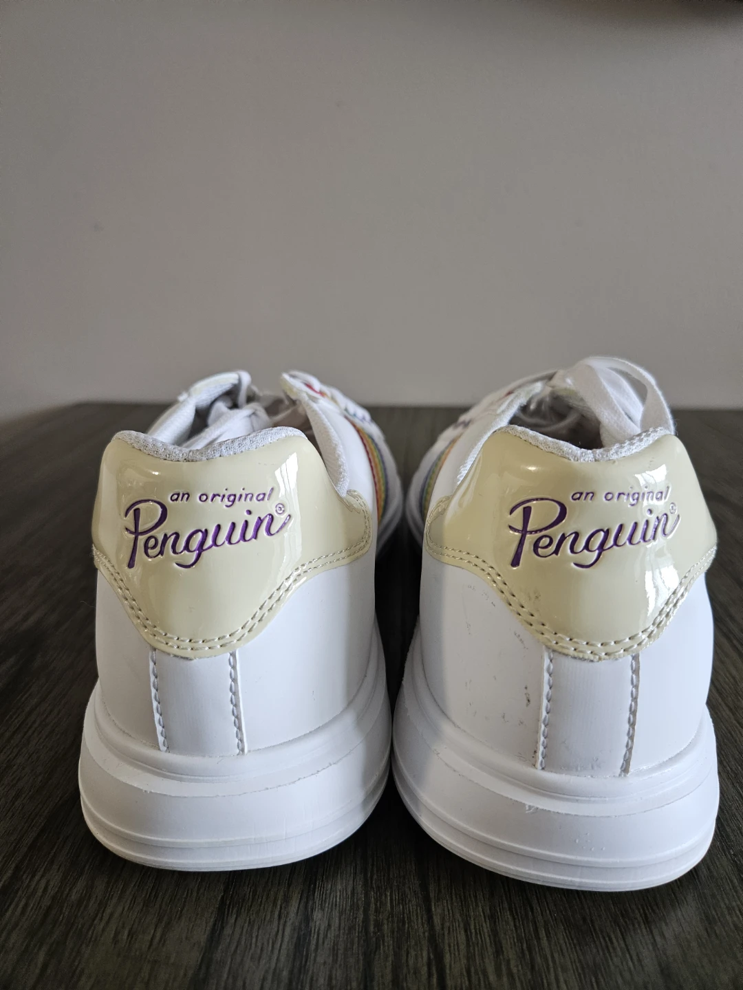 Penguin Men's White Rainbow Stripe Sneakers Size US 11 - photo 2