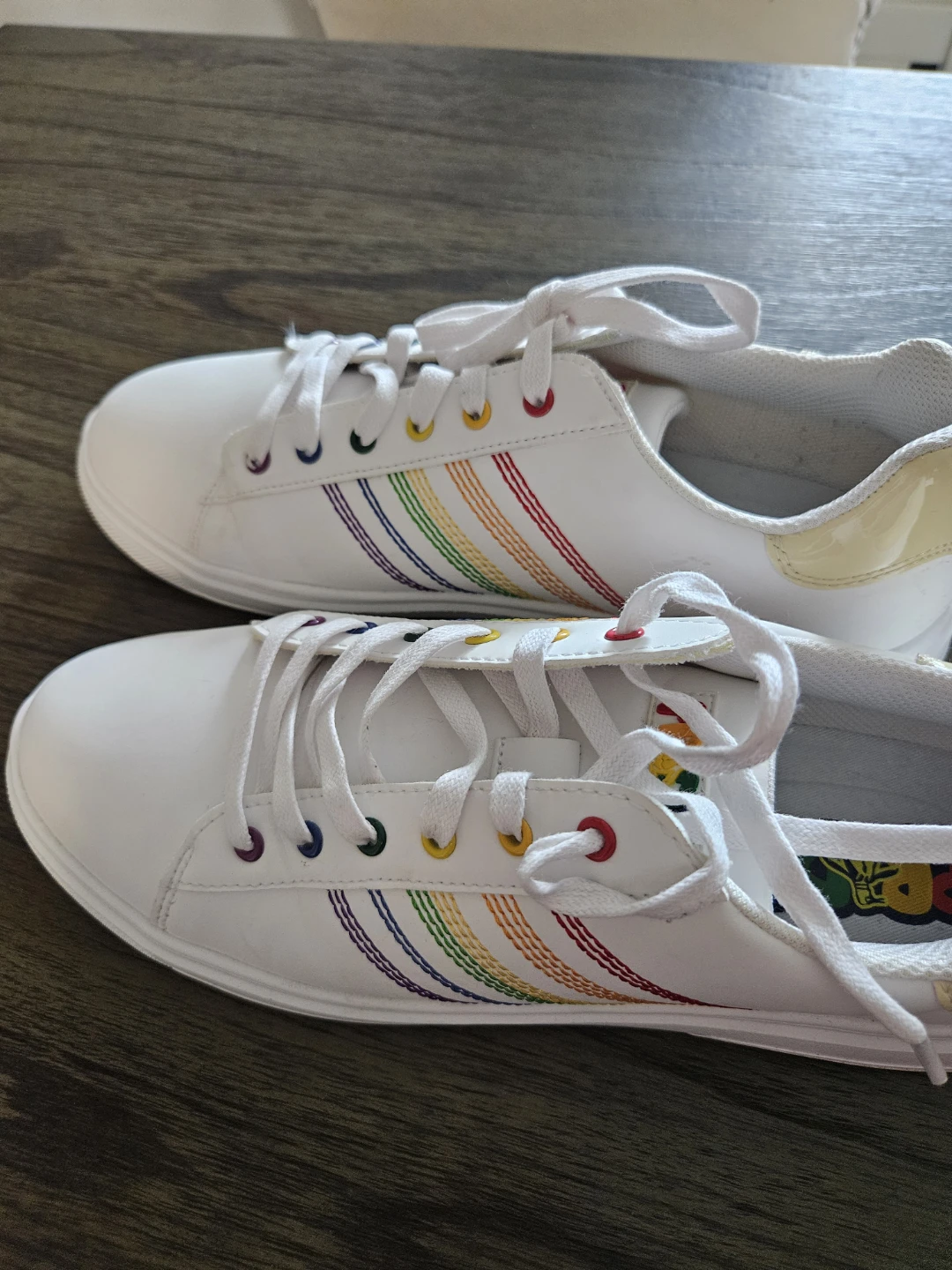 Penguin Men's White Rainbow Stripe Sneakers Size US 11 - photo 4