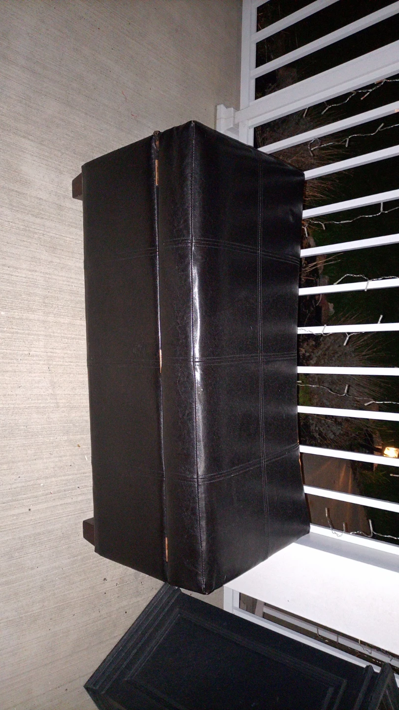 Black Faux Leather Storage Ottoman Bench