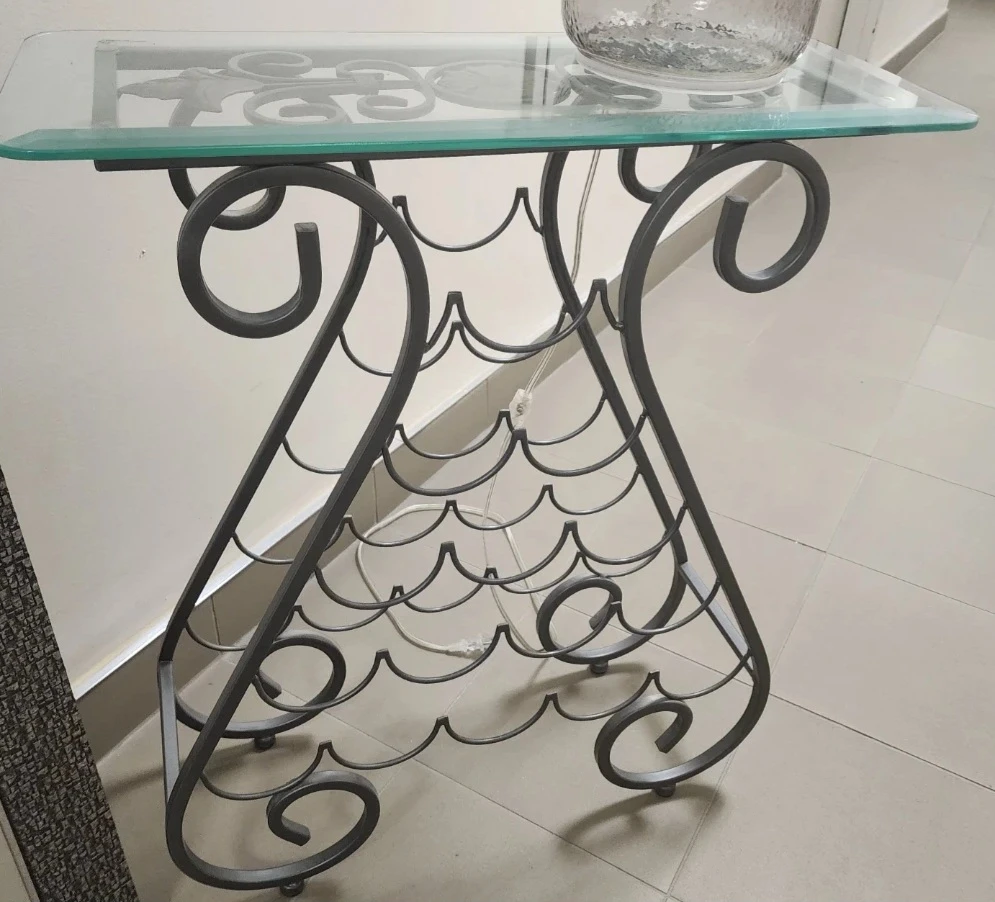 Glass Top Metal Wine Rack