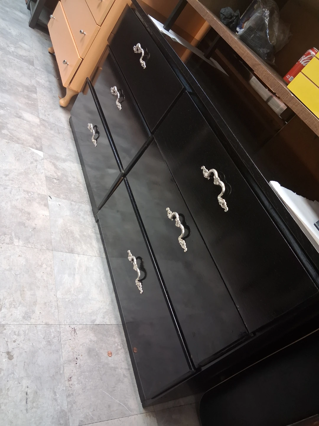 Black Dresser with Silver Pulls