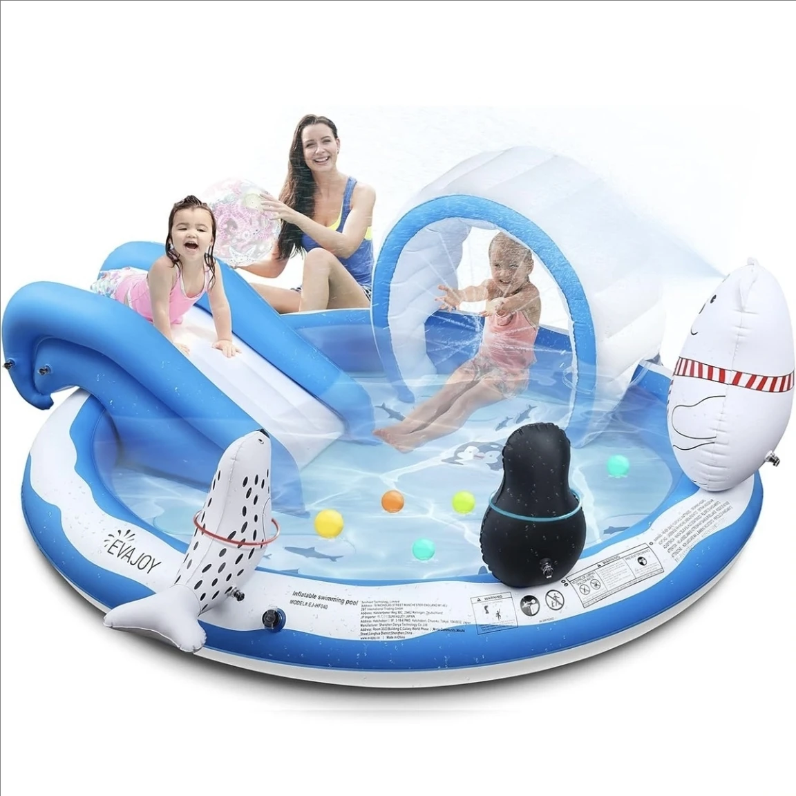 EVAPLAY Inflatable Swimming Pool with Slide and Canopy