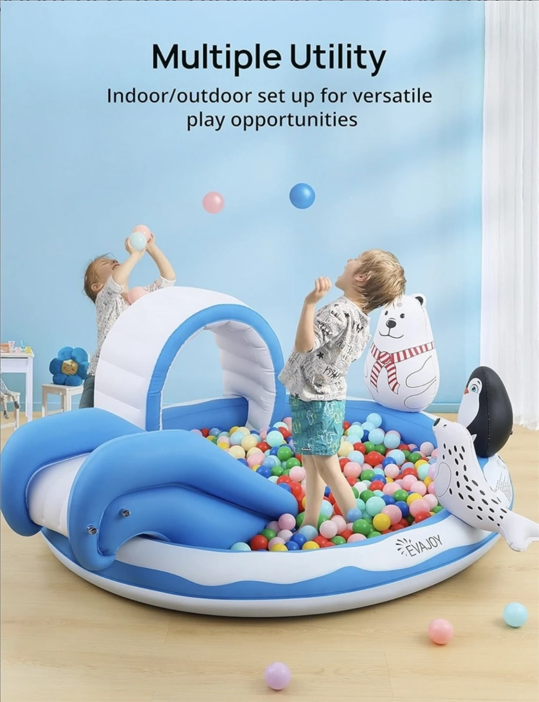 EVAPLAY Inflatable Swimming Pool with Slide and Canopy - photo 3
