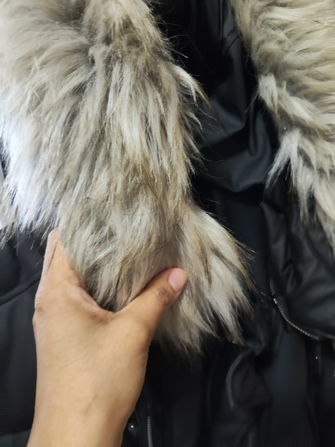 ZARA Black Puffer Jacket with Faux Fur Hood Size S - photo 3