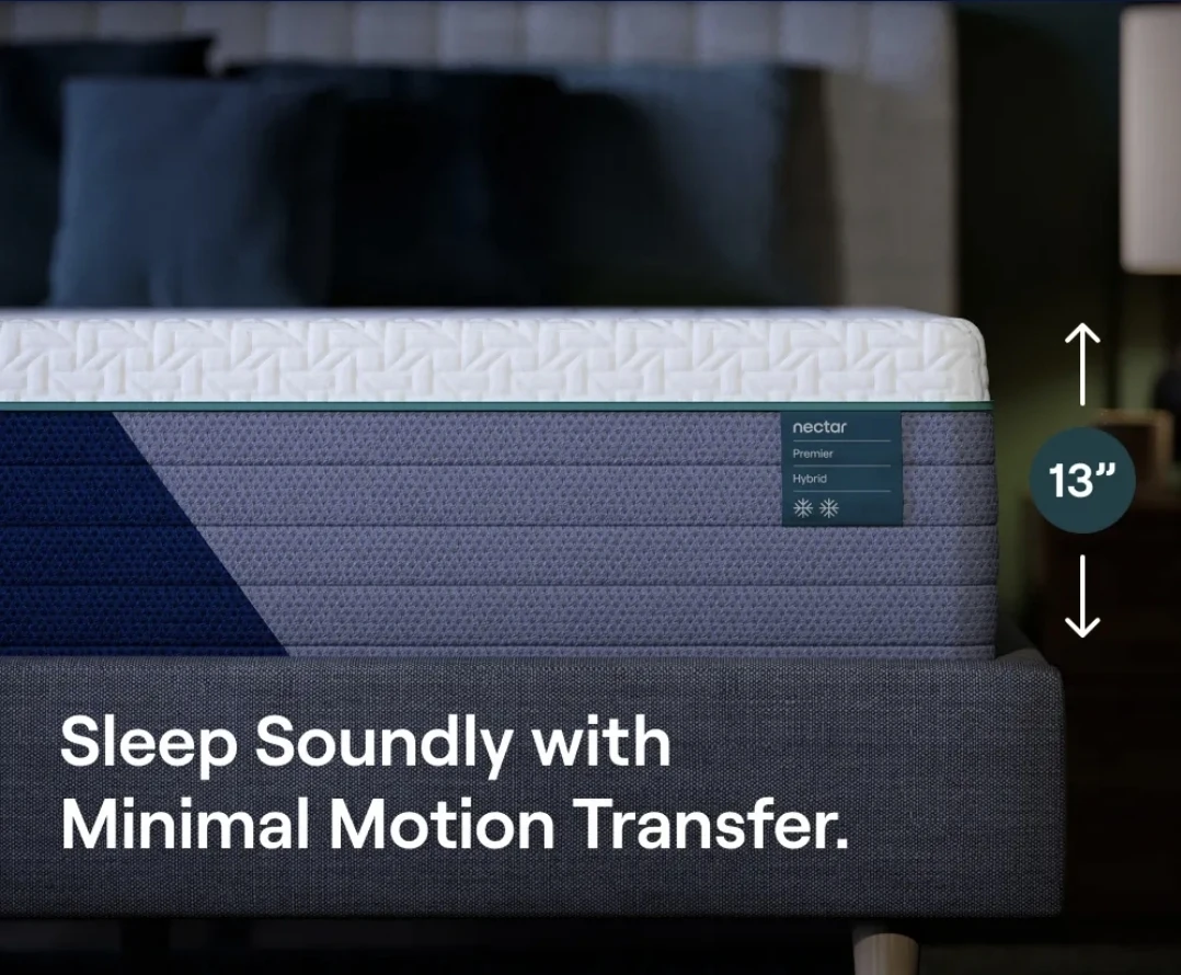 Nectar Hybrid Mattress 13" King with bed frame