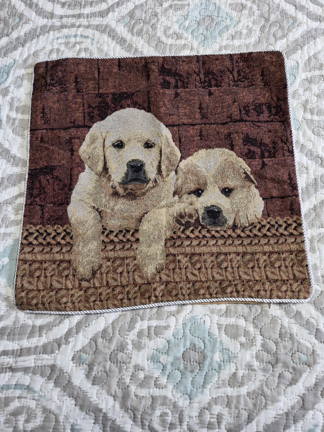 So Cute 17" x 17" Puppy Dog Tapestry Pillow Cover