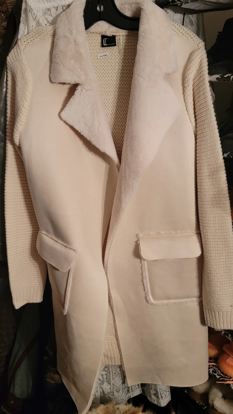 Love Token Cream Faux Shearling Lined Cardigan