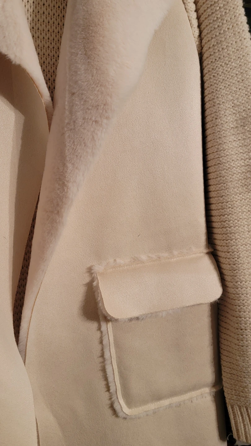 Love Token Cream Faux Shearling Lined Cardigan - photo 3