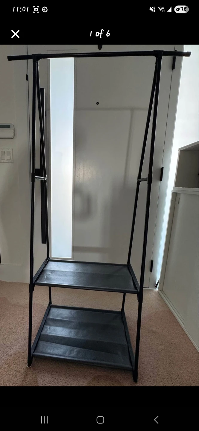 Black Garment Rack with Shelves - photo 3