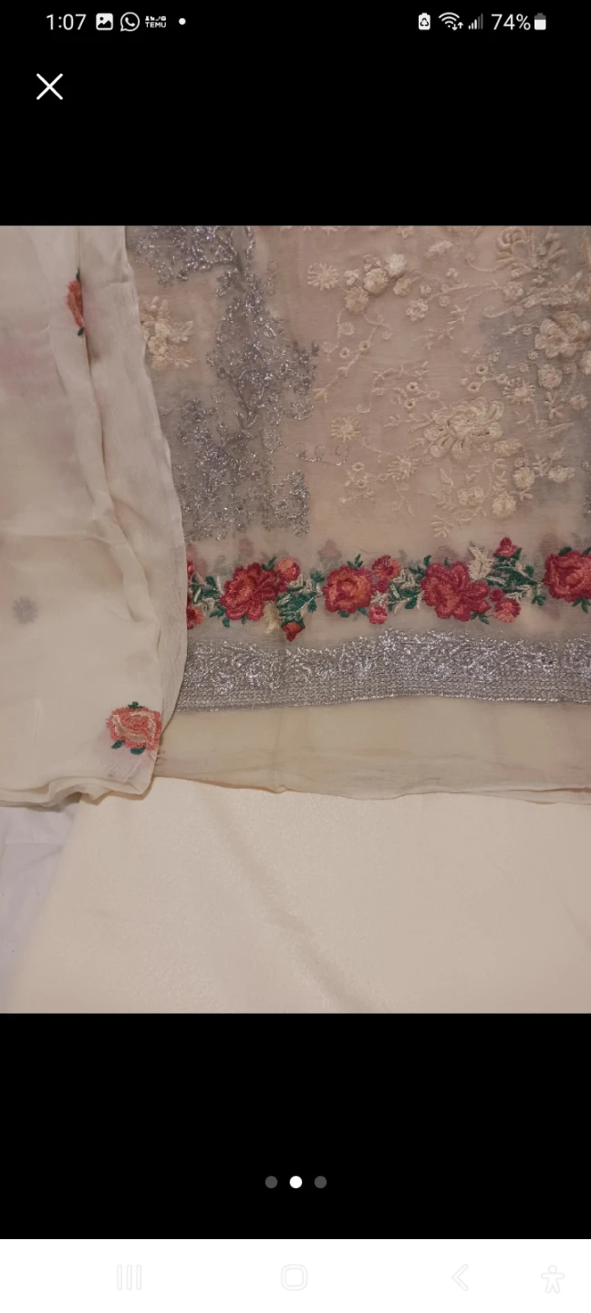 Embroidered Cream 3-Piece Suit mothers day gift